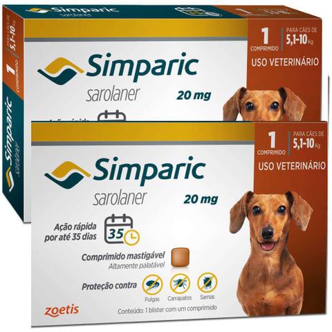 Imagem de Combo Anti Pulgas Simparic 20 Mg 5,1 A 10 Kg 6 Comprimidos