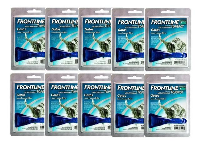 Imagem de Frontline top spot gato 0.5ml combo 10 unidades anti pulgas e carrapatos