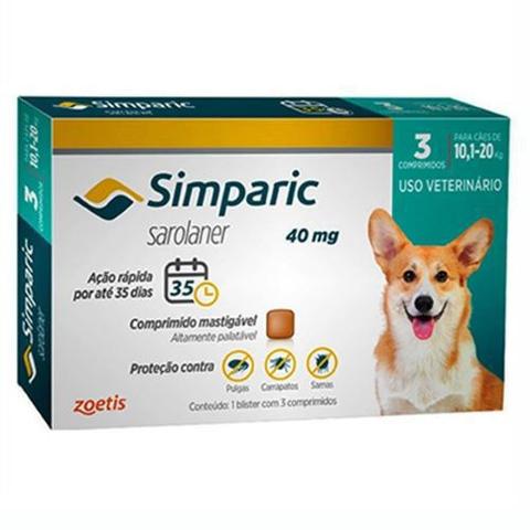 Imagem de Simparic 10,1 a 20 kg Pulgas - Carrapatos - Sarnas