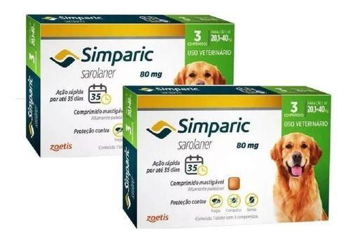 Imagem de Combo 2 Cxs Simparic 80 Mg 20 A 40 Kg - Anti Pulga Carrapato