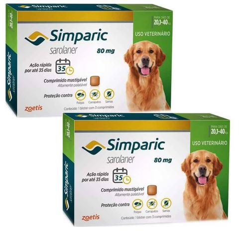 Imagem de Combo Anti Pulgas Simparic 80 mg 20,1 A 40 Kg 6 Comprimidos