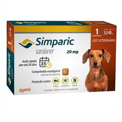 Imagem de Anti Pulgas Simparic 20mg C/1comp Cães 5,1 A 10 Kg