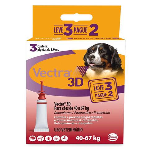 Imagem de Vectra 3d Cães 40 A 67kg 3 Pipetas Anti-pulgas Ceva