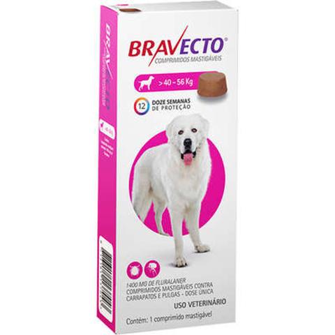 Imagem de Anti pulgas e CArrapatos Bravecto Comprimido Mastigável 40-56Kg - 1400Mg