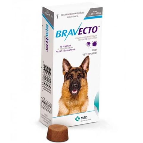 Imagem de Bravecto Anti Pulgas E Carrapatos Para Cães De 20kg A 40kg