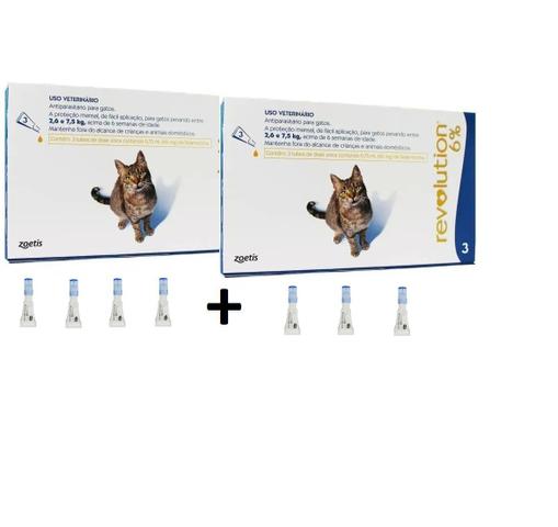 Imagem de combo Anti Pulgas Revolution Gato 2,6 A 7,5 Kg com 7 Pipetas