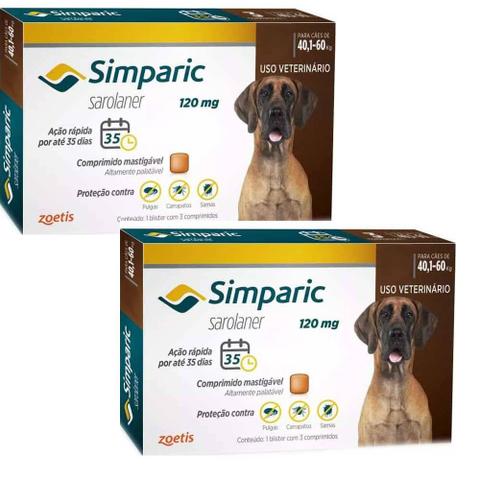 Imagem de Combo Anti Pulga Simparic 120 Mg 40,1 A 60 Kg 6 Comprimidos