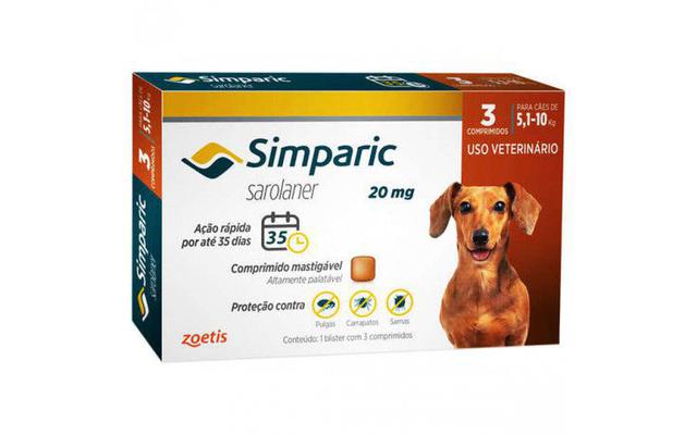 Imagem de Simparic 20mg Anti Pulga E Carrapato Cães De 5,1 A 10kg 3 Comprimidos - Zoetis