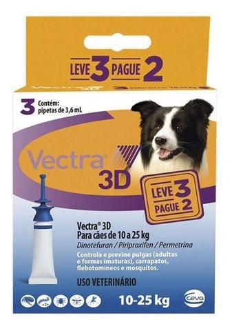 Imagem de Vectra 3d Cães 10 A 25kg 3 Pipetas Anti-pulgas Ceva