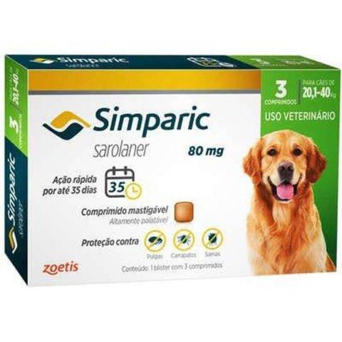 Imagem de Anti Pulgas Simparic 80 Mg 20,1 A 40 Kg Com 3 comprimidos