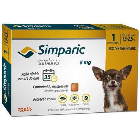 Imagem de Anti Pulgas Zoetis Simparic 5 Mg Para Cães 1,3 A 2,5 Kg 1CP