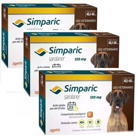 Imagem de Combo Anti Pulga Simparic 120 Mg 40,1 A 60 Kg 9 Comprimidos