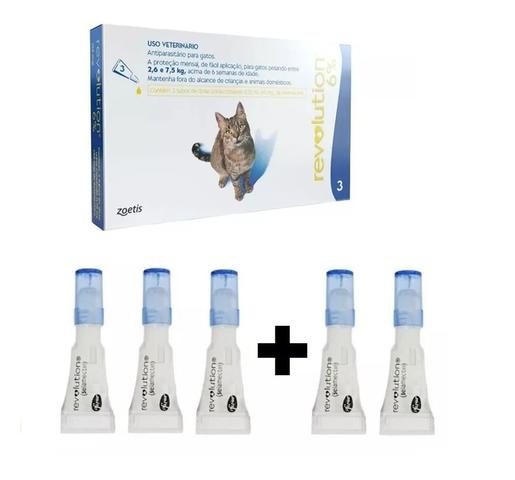 Imagem de combo Anti Pulgas Revolution Gato 2,6 A 7,5 Kg com 5 Pipetas