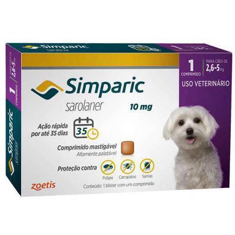 Imagem de Anti Pulgas Zoetis Simparic 10 Mg Para Cães 2,6 A 5 Kg 1CP